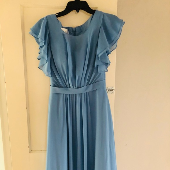 Blue Azazie Floor Length Bridesmaid Dress - Picture 3 of 6